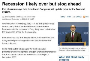 Bernanke – “Recession Over”